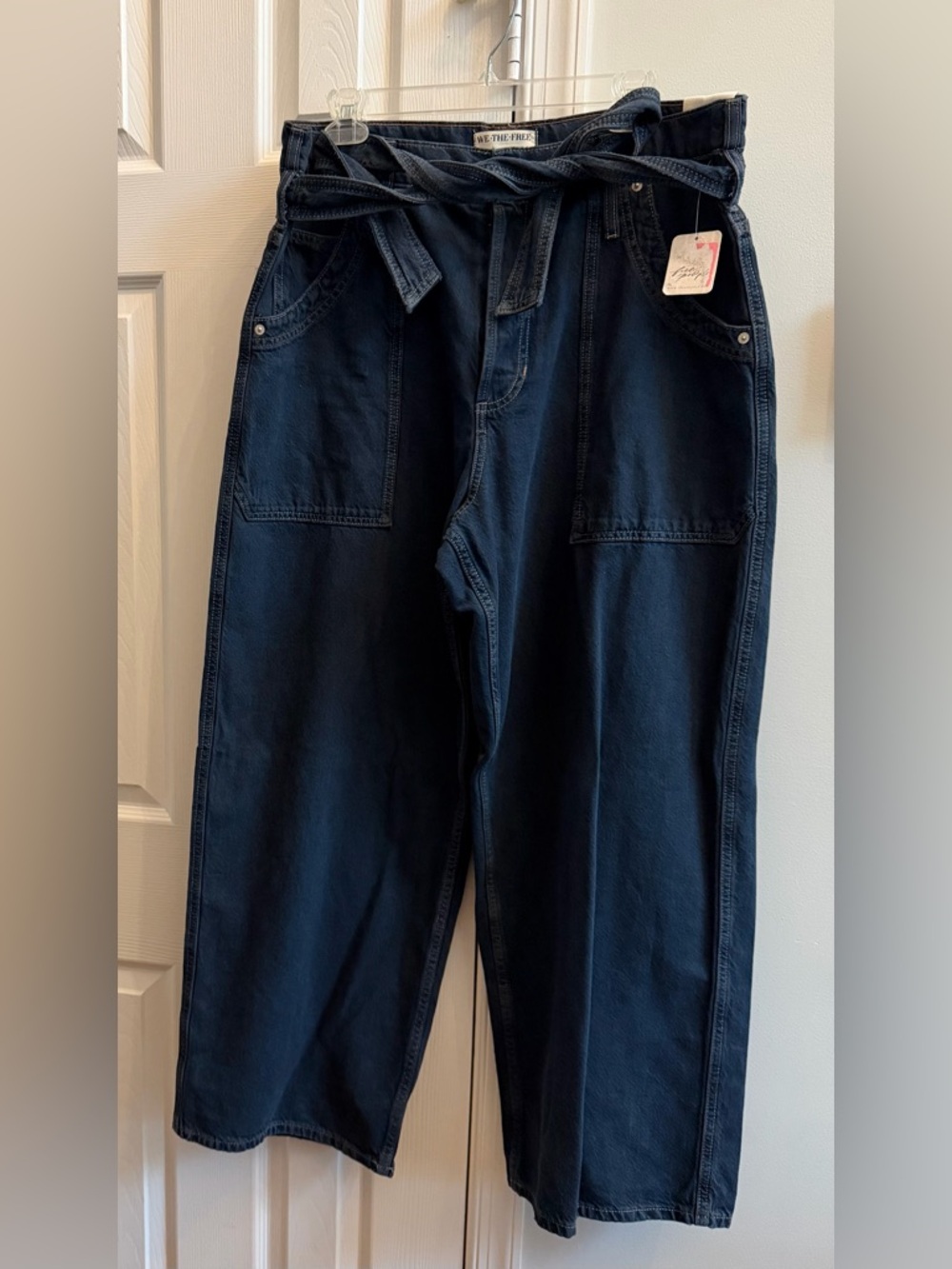Free People We The Free Blue Jay Belted Boyfriend Jeans - Picture 6 of 10